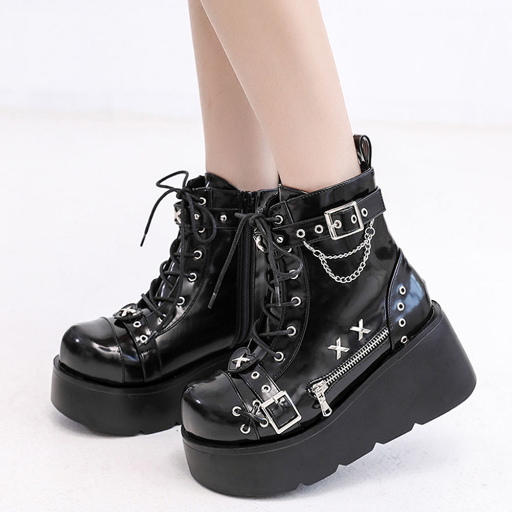 Motorcycle Chain - 女性の足首の靴,ファッショナブルなバックル,ジッパー,パンク,パーティー,ストリート